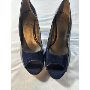 Bandolino Womens Raina Peep Toe Classic Pumps Blue Size 11M With 3" Heel